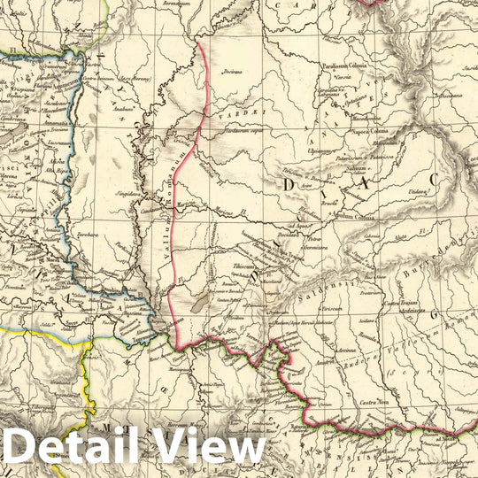 Historic Map : Romania; Serbia, Balkan Peninsula 1826 Dacie ancienne, Pannonie, Illyrie, Moesie. v2 , Vintage Wall Art