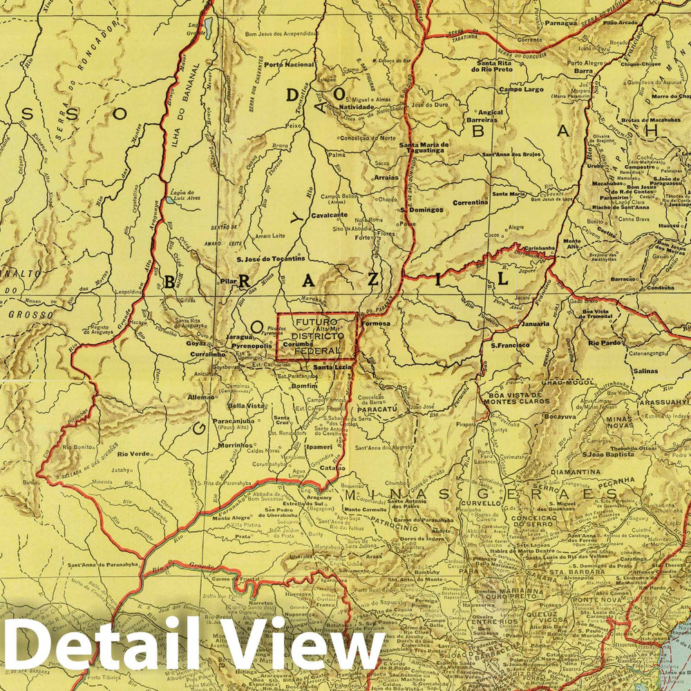 Historic Map : National Atlas - 1924 Composite: Brazil, Paraguay, and Uruguay. - Vintage Wall Art