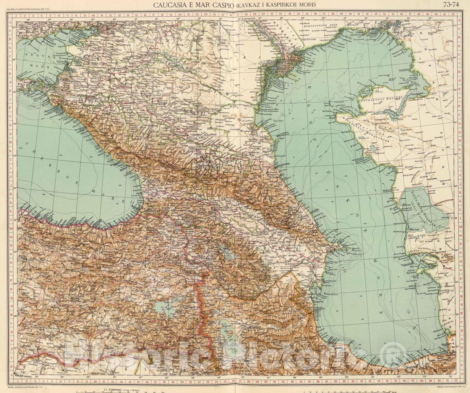 Historic Map : Azerbaijan; Georgia, Caspian Sea 1929 73-74. Caucasia, Mar Caspio. , Vintage Wall Art