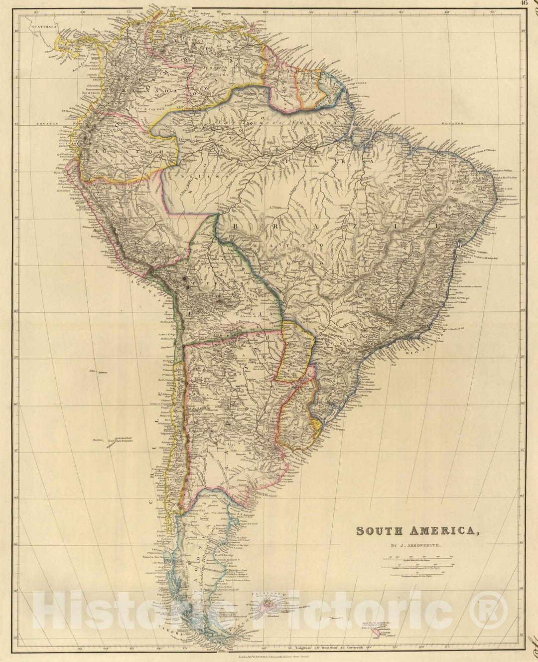 Historic Map : 1834 South America. - Vintage Wall Art