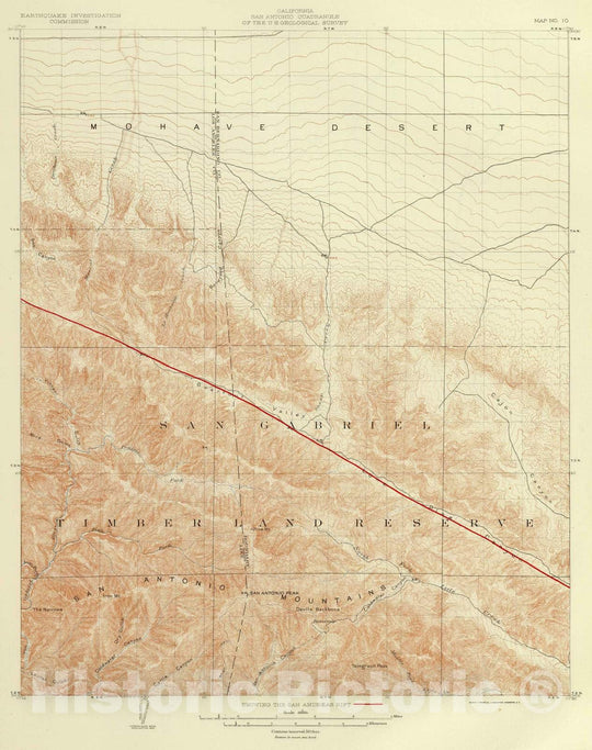 Historic Map : 1908 San Antonio Quadrangle Showing San Andreas Rift. - Vintage Wall Art