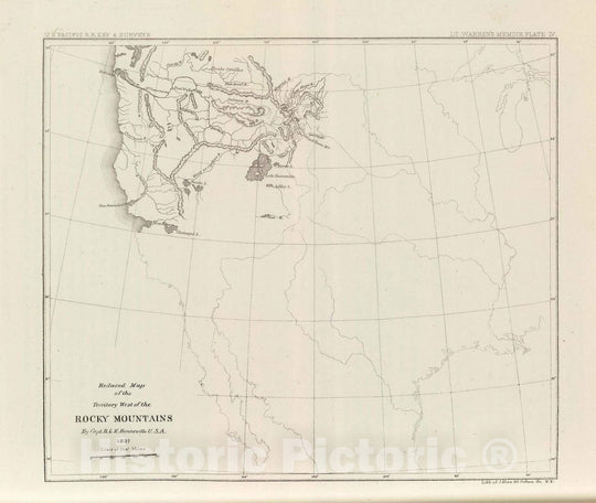 Historic Map : Exploration Book - 1861 Reduced Section, Territory west of Rocky Mountains, 1837. - Vintage Wall Art