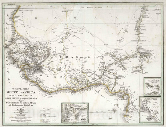 Historic Map : Senegal, West Africa 1840 Westliches Mittel-Africa. West Africa. , Vintage Wall Art