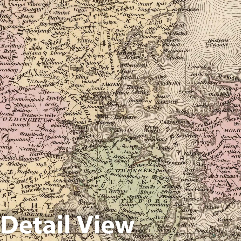 Historic Map : Denmark, 1836 Atlas v2 Vintage Wall Art