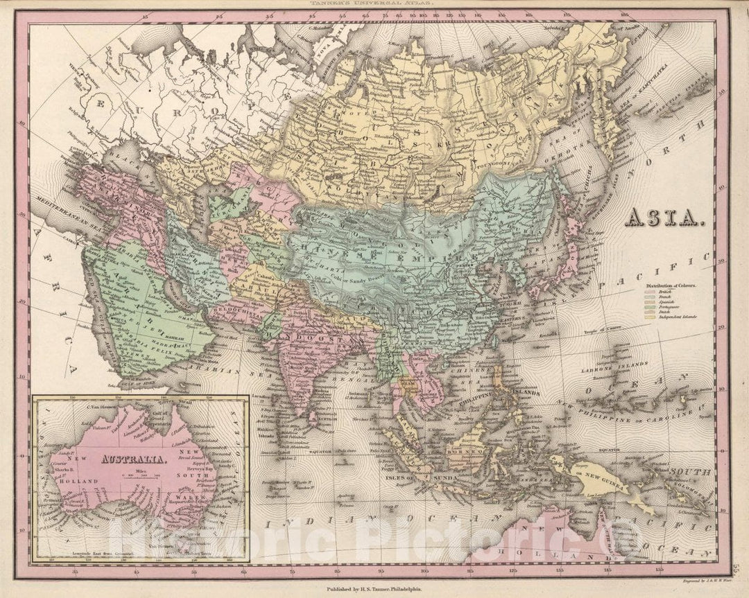 Historic Map : Asia. (Inset) Australia, 1836 Atlas v1