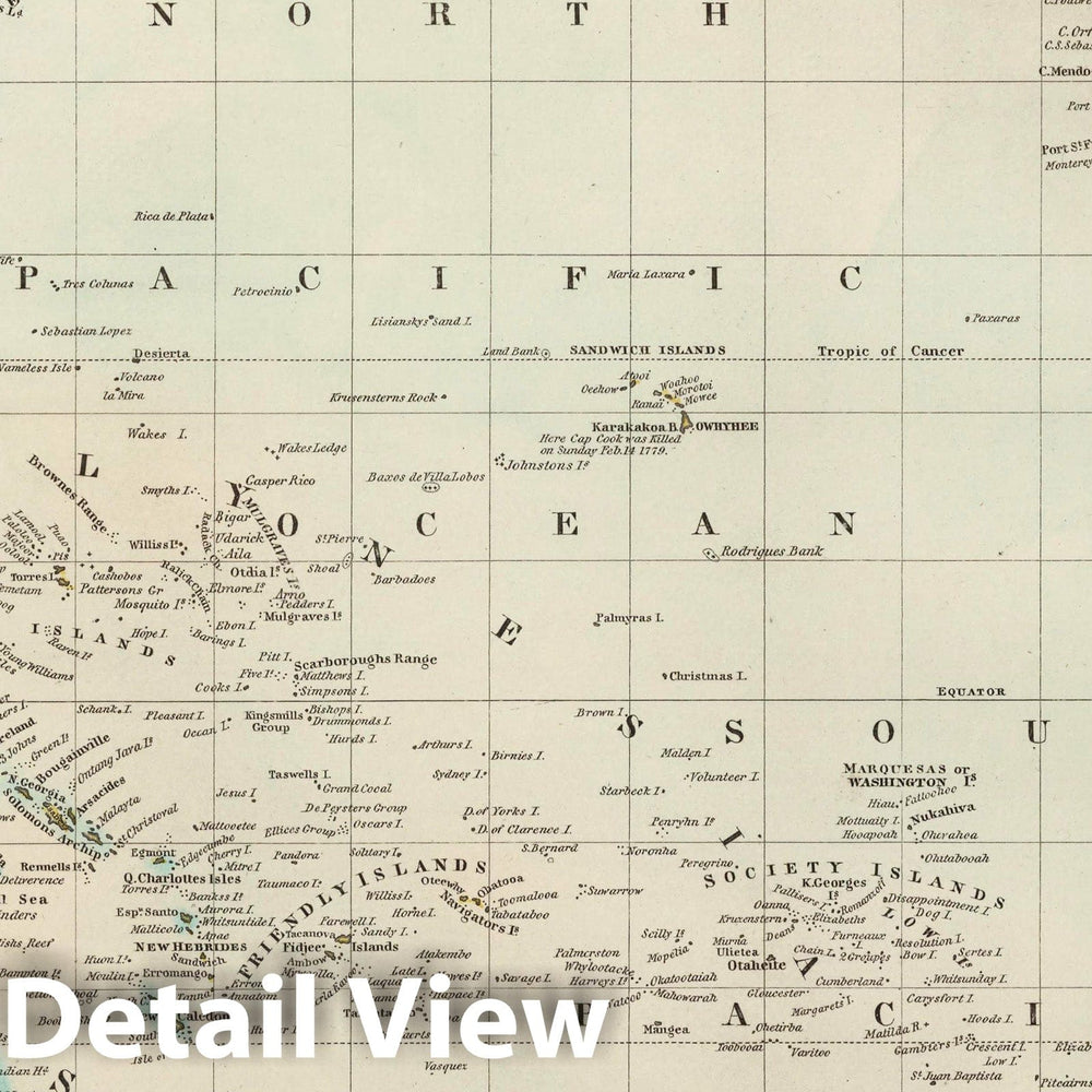 Historic Map : Oceana or Pacific Ocean, 1836 Atlas - Vintage Wall Art