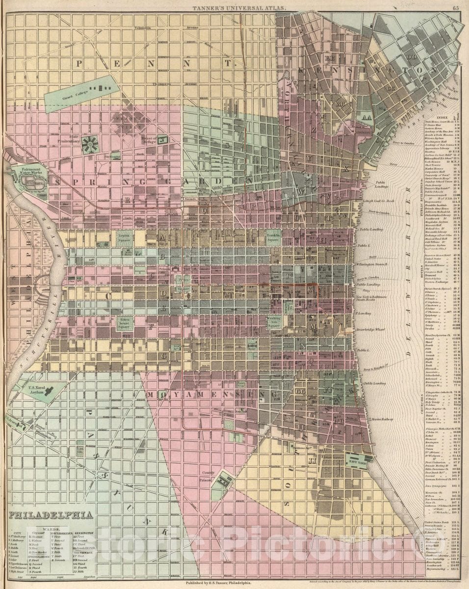 Historic Map : Philadelphia, 1836 Atlas - Vintage Wall Art