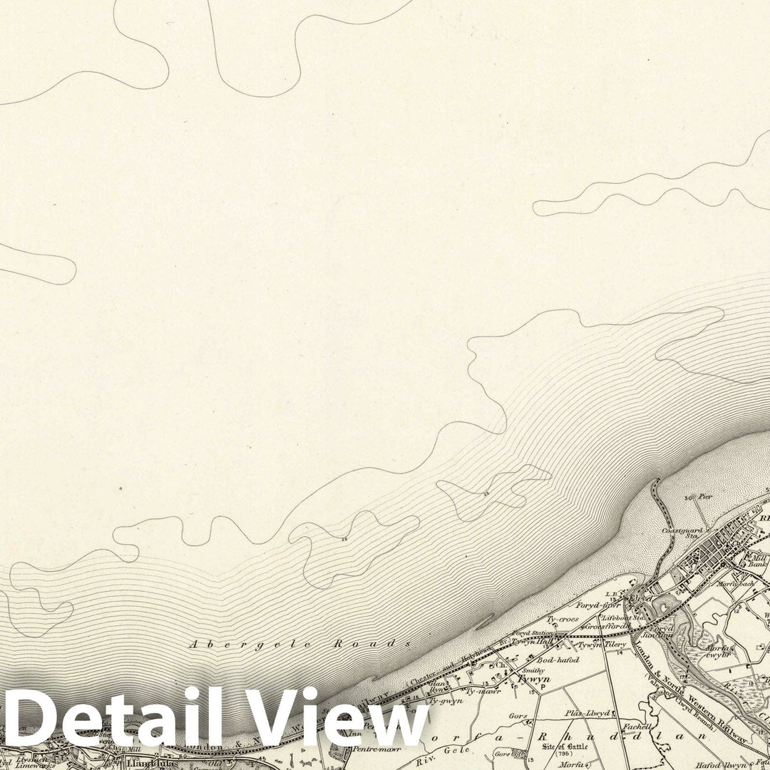 Historic Map : Ordnance Survey of England. (Revised New Series). 95 RHYL (Outline), 1898 Atlas - Vintage Wall Art