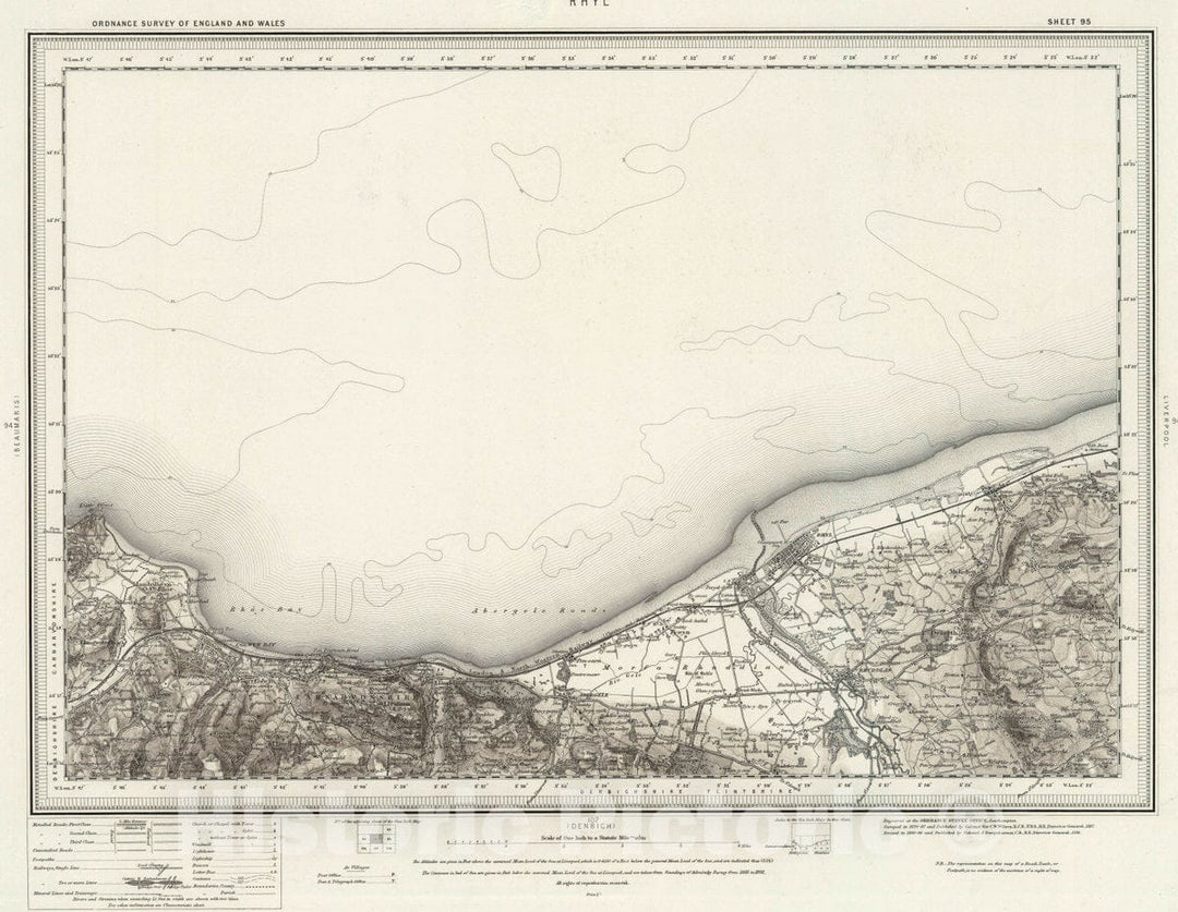 Historic Map : Ordnance Survey of England. (Revised New Series). 95 RHYL (Hills), 1898 Atlas - Vintage Wall Art