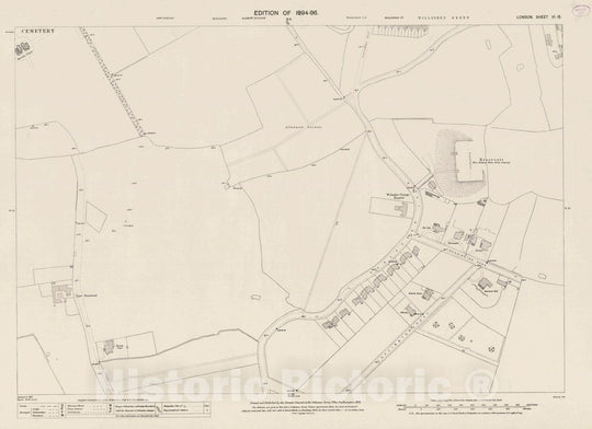 Historic Map : England , London (England), Ordnance Survey Maps, London, Five feet to The Mile. London Sheet VI.15, 1893 City Atlas , Vintage Wall Art