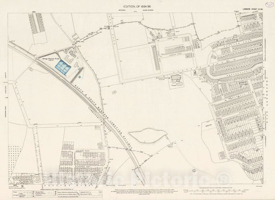 Historic Map : England , London (England), Ordnance Survey Maps, London, Five feet to The Mile. London Sheet VI.84, 1894 City Atlas , Vintage Wall Art