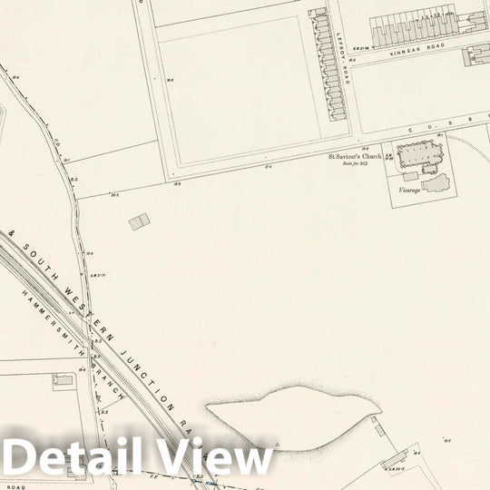 Historic Map : England , London (England), Ordnance Survey Maps, London, Five feet to The Mile. London Sheet VI.84, 1894 City Atlas , Vintage Wall Art