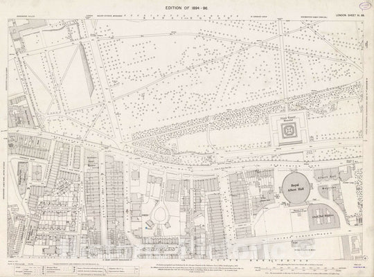 Historic Map : England , London (England), Ordnance Survey Maps, London, Five feet to The Mile. London Sheet VI.89, 1895 City Atlas , Vintage Wall Art