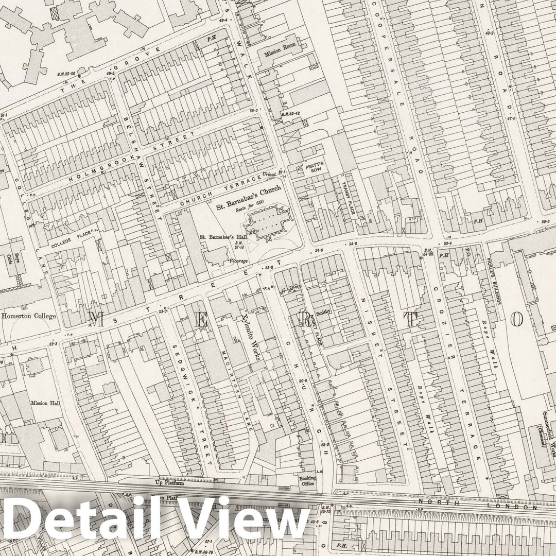 Historic Map : Ordnance Survey Maps, London, Five feet to The Mile. London Sheet VII.9, 1895 City Atlas - Vintage Wall Art