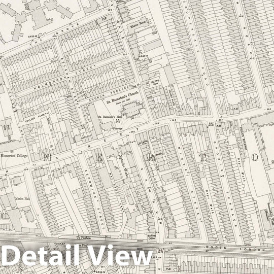 Historic Map : Ordnance Survey Maps, London, Five feet to The Mile. London Sheet VII.9, 1895 City Atlas - Vintage Wall Art