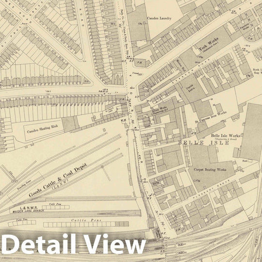 Historic Map : Ordnance Survey Maps, London, Five feet to The Mile. London Sheet VII.13, 1895 City Atlas - Vintage Wall Art