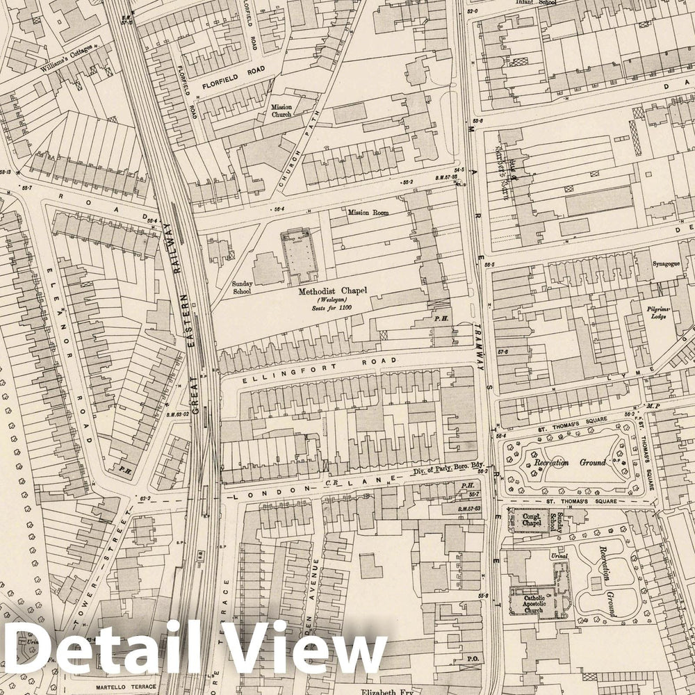 Historic Map : Ordnance Survey Maps, London, Five feet to The Mile. London Sheet VII.18, 1895 City Atlas - Vintage Wall Art