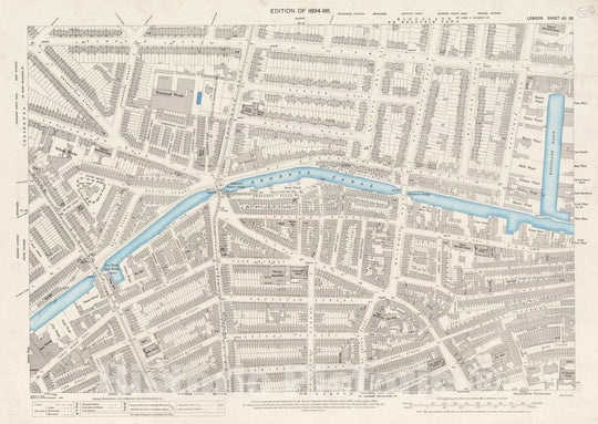 Historic Map : Ordnance Survey Maps, London, Five feet to The Mile. London Sheet VII.26, 1896 City Atlas - Vintage Wall Art