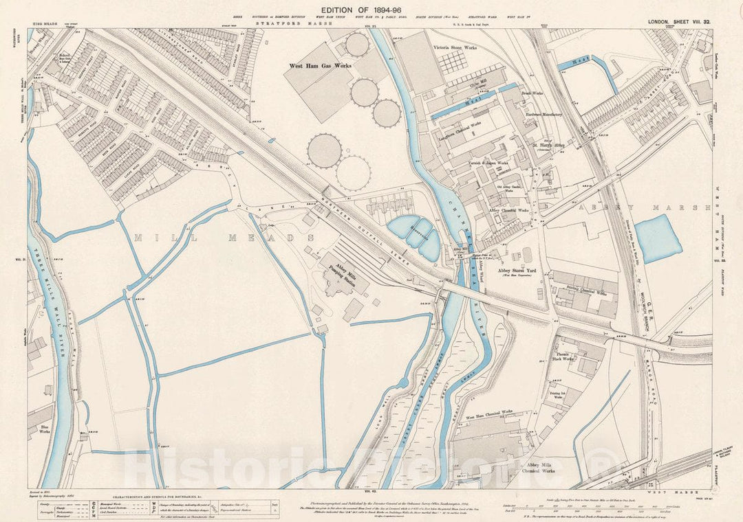 Historic Map : Ordnance Survey Maps, London, Five feet to The Mile. London Sheet VIII.32, 1895 City Atlas - Vintage Wall Art