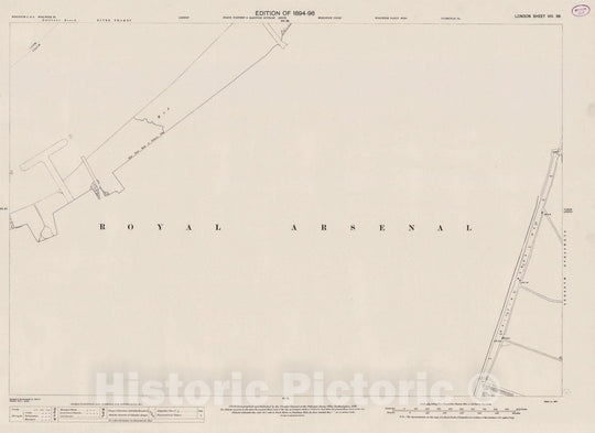 Historic Map : Ordnance Survey Maps, London, Five feet to The Mile. London Sheet VIII.98, 1896 City Atlas - Vintage Wall Art