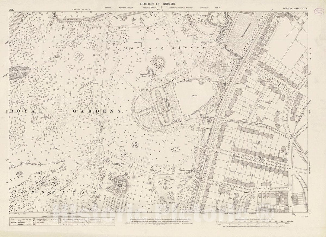 Historic Map : Ordnance Survey Maps, London, Five feet to The Mile. London Sheet X.21, 1895 City Atlas - Vintage Wall Art