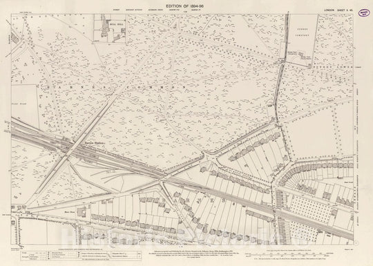 Historic Map : Ordnance Survey Maps, London, Five feet to The Mile. London Sheet X.45, 1895 City Atlas - Vintage Wall Art