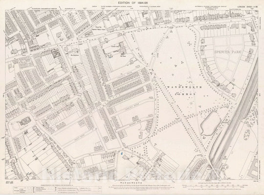 Historic Map : Ordnance Survey Maps, London, Five feet to The Mile. London Sheet X.69, 1895 City Atlas - Vintage Wall Art