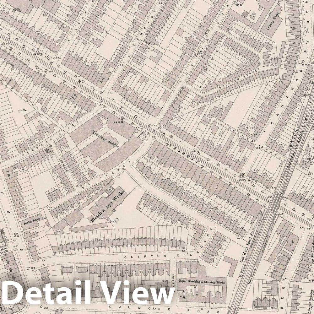 Historic Map : Ordnance Survey Maps, London, Five feet to The Mile. London Sheet XI.28, 1895 City Atlas - Vintage Wall Art