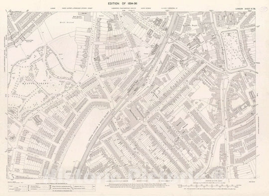 Historic Map : Ordnance Survey Maps, London, Five feet to The Mile. London Sheet XI.35, 1896 City Atlas - Vintage Wall Art