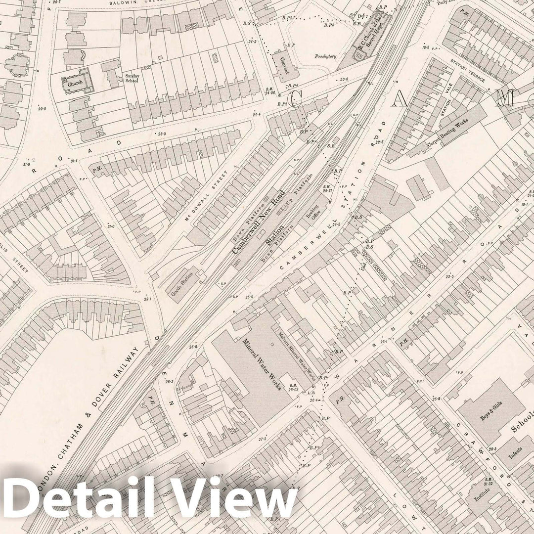 Historic Map : Ordnance Survey Maps, London, Five feet to The Mile. London Sheet XI.35, 1896 City Atlas - Vintage Wall Art