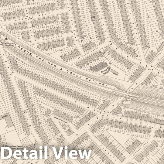 Historic Wall Map : Ordnance Survey Maps, London, Five feet to The Mile. London Sheet XI.48, 1895 City Atlas - Vintage Wall Art