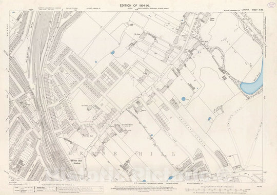 Historic Map : Ordnance Survey Maps, London, Five feet to The Mile. London Sheet XI.65, 1895 City Atlas - Vintage Wall Art