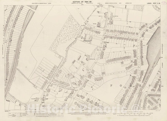 Historic Map : Ordnance Survey Maps, London, Five feet to The Mile. London Sheet XI.88, 1895 City Atlas - Vintage Wall Art