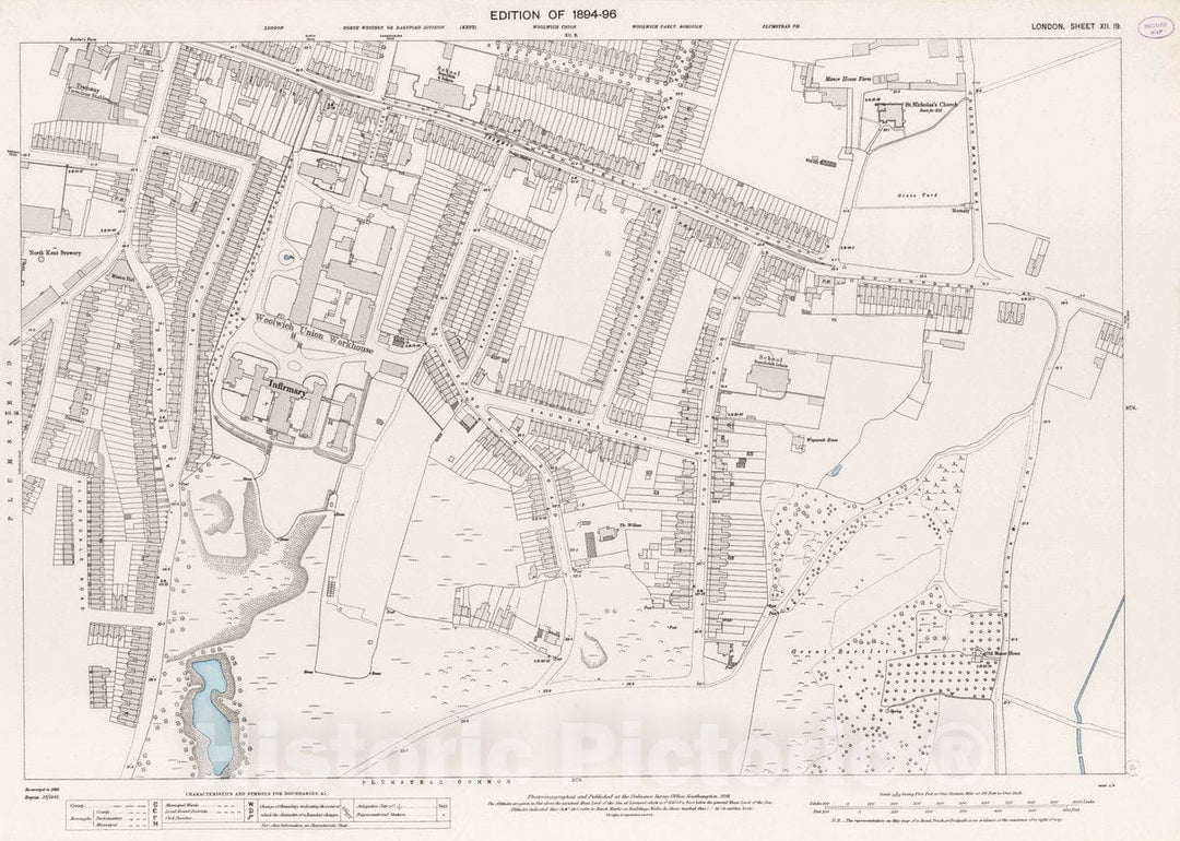 Historic Map : Ordnance Survey Maps, London, Five feet to The Mile. London Sheet XII.19, 1895 City Atlas - Vintage Wall Art