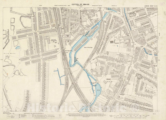 Historic Map : Ordnance Survey Maps, London, Five feet to The Mile. London Sheet XII.51, 1895 City Atlas - Vintage Wall Art