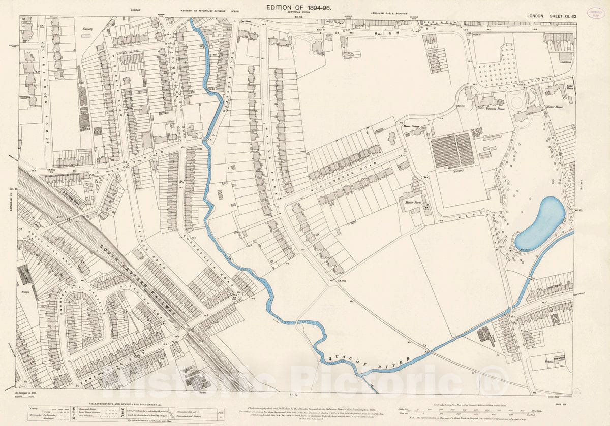 Historic Map : Ordnance Survey Maps, London, Five feet to The Mile. London Sheet XII.62, 1895 City Atlas - Vintage Wall Art