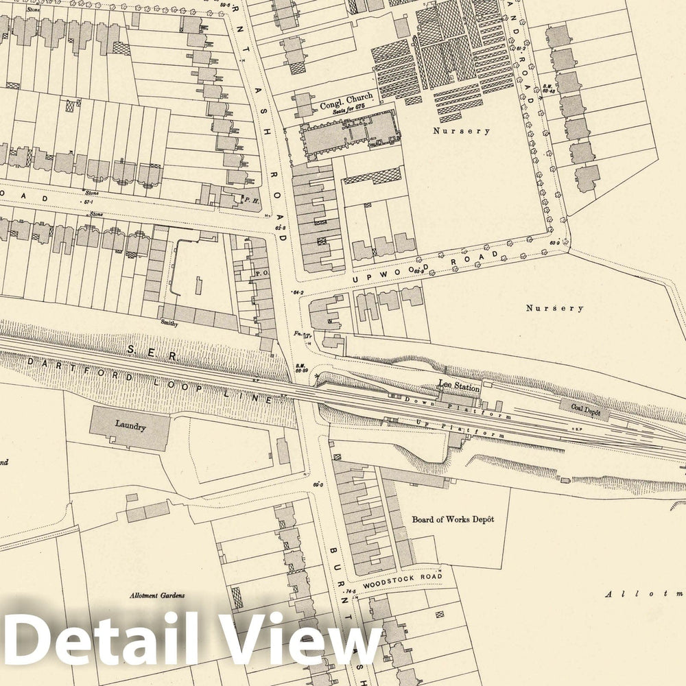 Historic Map : Ordnance Survey Maps, London, Five feet to The Mile. London Sheet XII.73, 1895 City Atlas - Vintage Wall Art