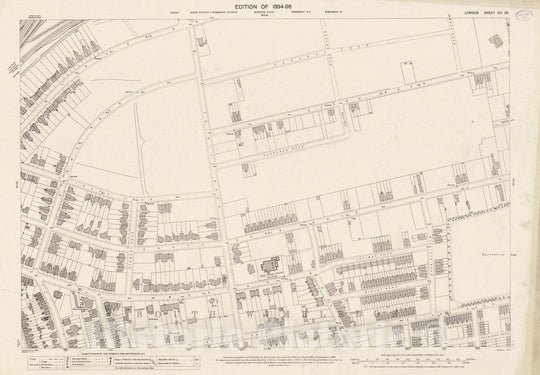 Historic Map : Ordnance Survey Maps, London, Five feet to The Mile. London Sheet XIV.28, 1895 City Atlas - Vintage Wall Art