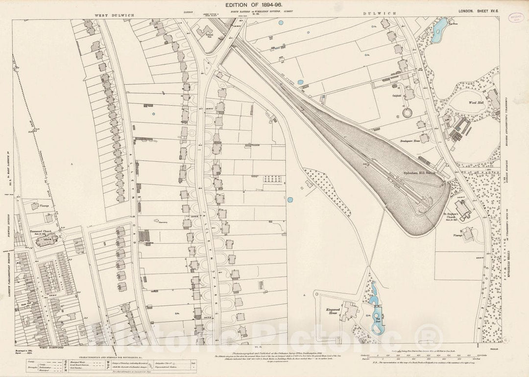 Historic Map : Ordnance Survey Maps, London, Five feet to The Mile. London Sheet XV.6, 1895 City Atlas - Vintage Wall Art