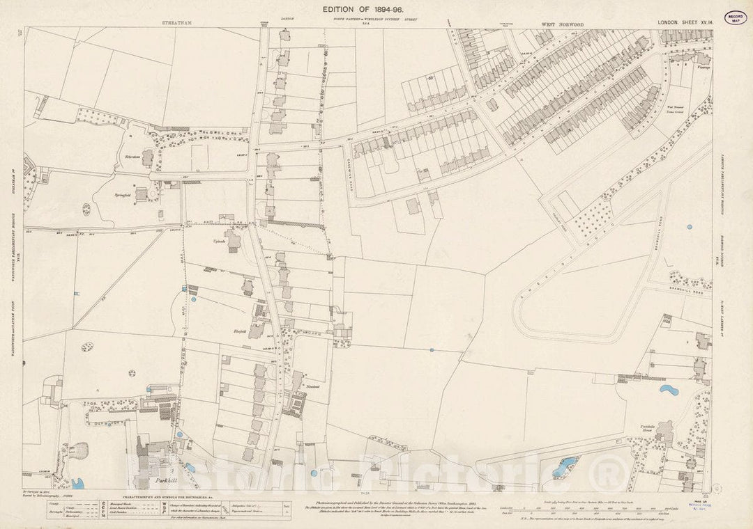 Historic Map : Ordnance Survey Maps, London, Five feet to The Mile. London Sheet XV.14, 1895 City Atlas - Vintage Wall Art