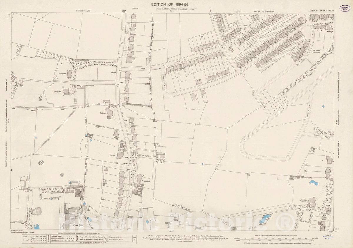 Historic Map : Ordnance Survey Maps, London, Five feet to The Mile. London Sheet XV.14, 1895 City Atlas - Vintage Wall Art