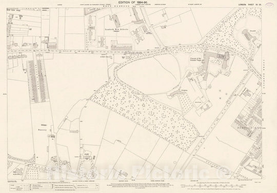 Historic Map : Ordnance Survey Maps, London, Five feet to The Mile. London Sheet XV.25, 1895 City Atlas - Vintage Wall Art