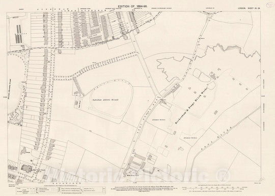 Historic Map : Ordnance Survey Maps, London, Five feet to The Mile. London Sheet XV.29, 1895 City Atlas - Vintage Wall Art