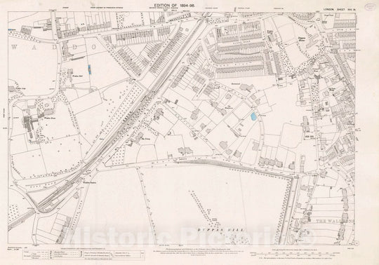 Historic Map : Ordnance Survey Maps, London, Five feet to The Mile. London Sheet XVII.14, 1896 City Atlas - Vintage Wall Art