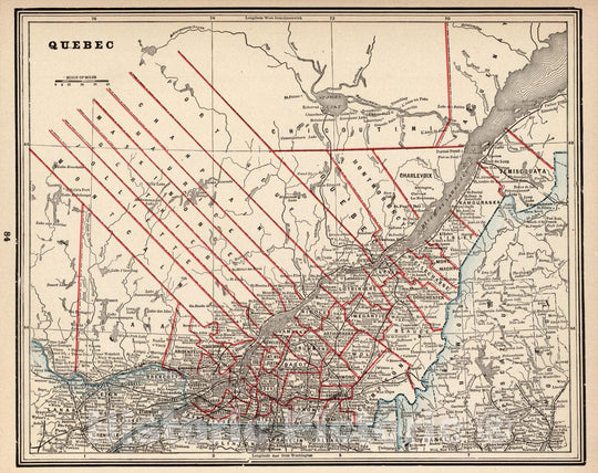 Historic Map : Quebec. (to accompany) The Columbian World's Fair Atlas Published for: Wood Brothers Cash Store Unadilla, New York, 1893 Atlas - Vintage Wall Art