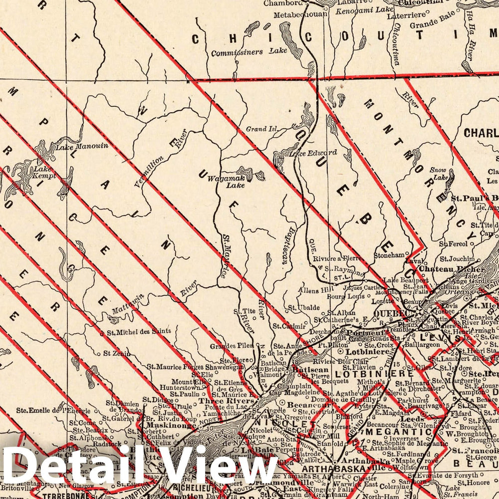 Historic Map : Quebec. (to accompany) The Columbian World's Fair Atlas Published for: Wood Brothers Cash Store Unadilla, New York, 1893 Atlas - Vintage Wall Art