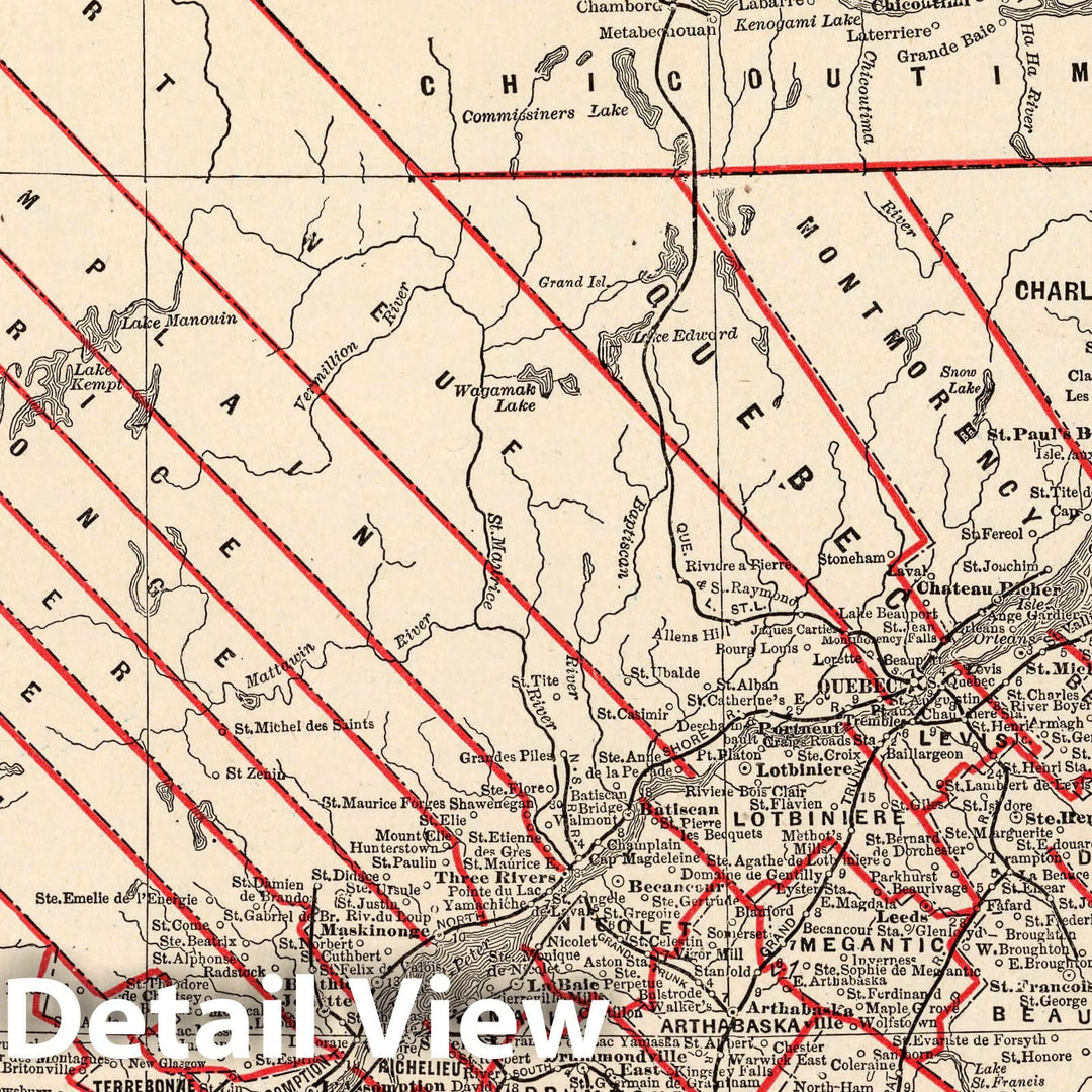 Historic Map : Quebec. (to accompany) The Columbian World's Fair Atlas Published for: Wood Brothers Cash Store Unadilla, New York, 1893 Atlas - Vintage Wall Art