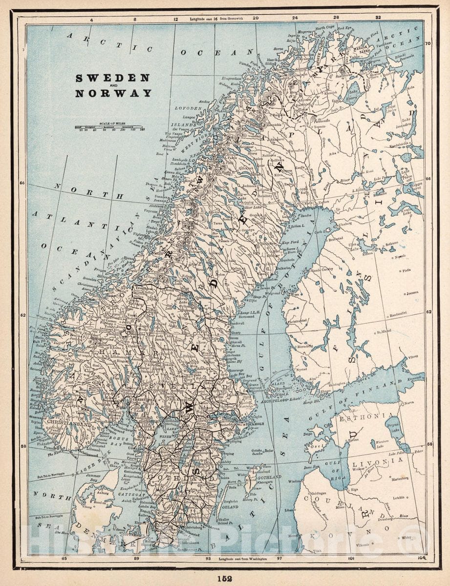 Historic Map : Sweden and Norway. (to accompany) The Columbian World's Fair Atlas Published for: Wood Brothers Cash Store Unadilla, New York, 1893 Atlas - Vintage Wall Art