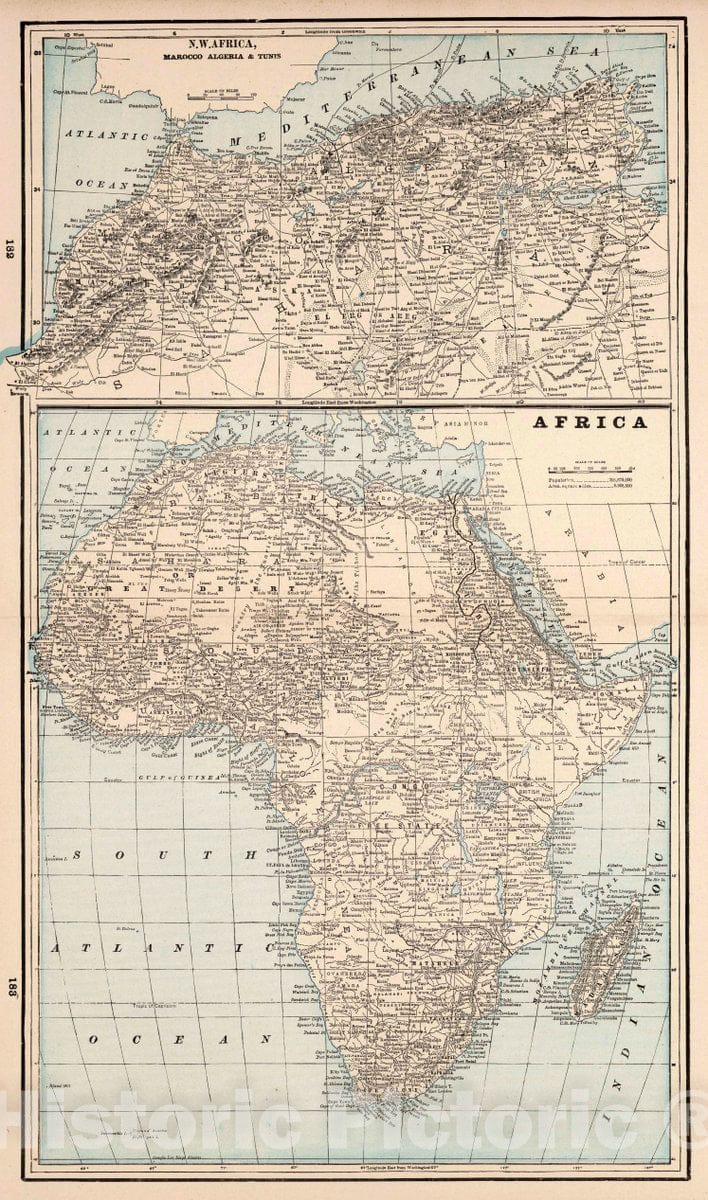 Historic Wall Map : 1893 Africa. - Vintage Wall Art