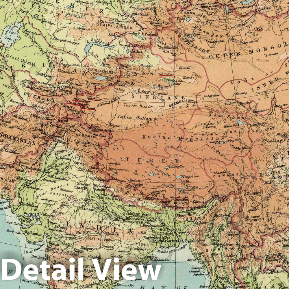 Historic Map : Plate 2. Asia, 1923 Atlas - Vintage Wall Art